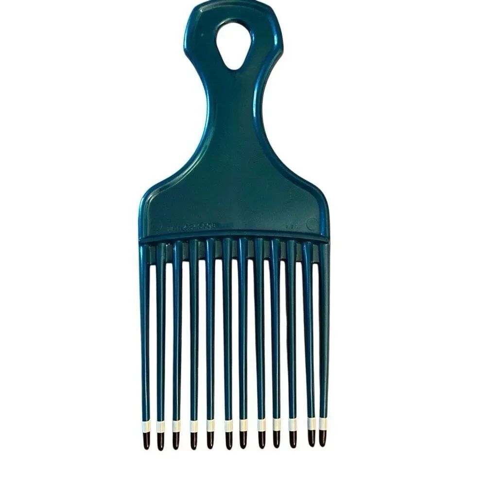 Vintage 1980s USA Patent 4345608 Plastic Hair Pick Lift Comb Teal Navy